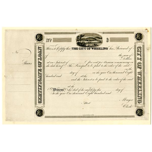 City of Wheeling, 1830-40's Proof Bond