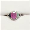 Image 1 : SILVER RUBY,EMERAID,SAPPHIRE(3.3CT) RING