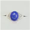 Image 1 : SILVER LAPIS (5.4CT) WHITE DIAMOND(0.12CT) RING