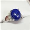 Image 3 : SILVER LAPIS (5.4CT) WHITE DIAMOND(0.12CT) RING
