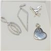 Image 2 : SILVER CZ  SET OF 4 PENDANTS-BIRD SHAPE,HEART