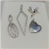 Image 3 : SILVER CZ  SET OF 4 PENDANTS-BIRD SHAPE,HEART