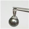 Image 1 : SILVER CZ, SOUTH SEA PEARL  SHAPE PENDANT