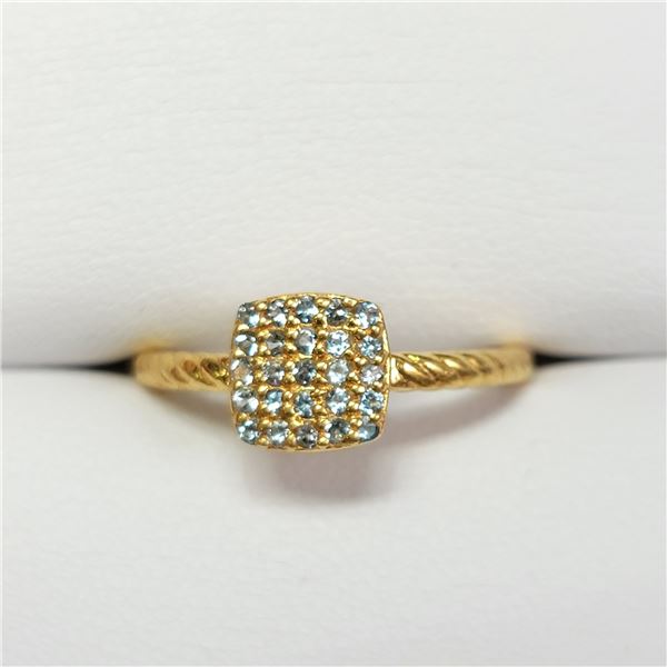 SILVER BLUE TOPAZ GOLD PLATED RING