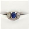 Image 1 : SILVER SAPPHIRE,CZ  RING (~SIZE 8)