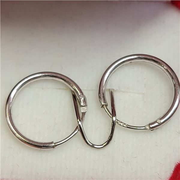 10K WHITE GOLD BABY HOOPS EARRINGS