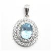 Image 1 : SILVER BLUE TOPAZ CZ(4.1CT)  RHODIUM PLATED