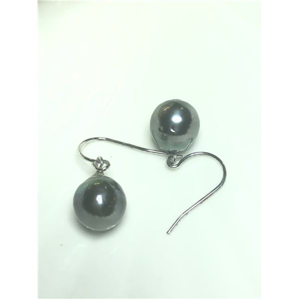 SILVER GENUINE TAHITIAN PEARLS 10-11MM EARRINGS