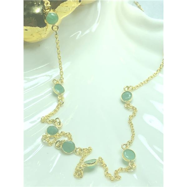 SILVER EMERALD 18  NECKLACE