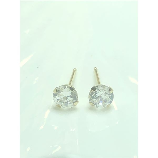 14K YELLOW GOLD CUBIC ZIRCONIA EARRINGS