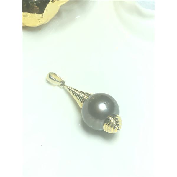 SILVER GENUINE TAHITIAN PEARL 13-15MM PENDANT