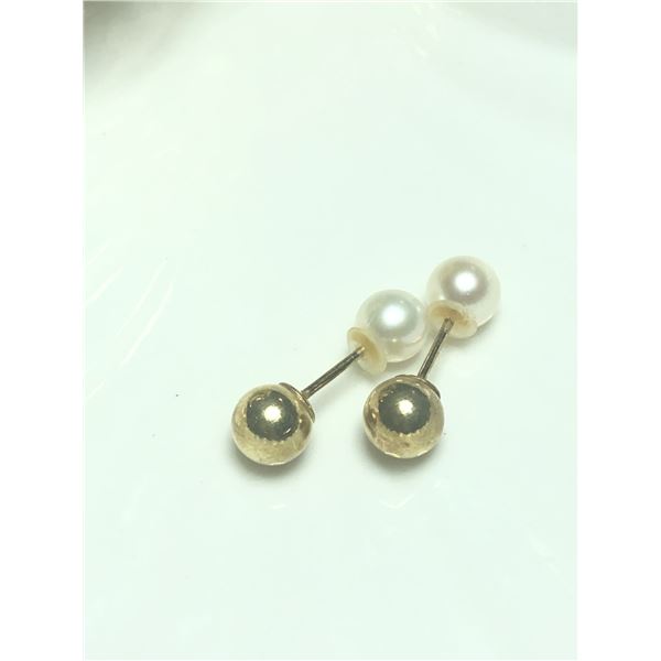 SILVER FRESH WATER PEARL 2IN1 EARRINGS