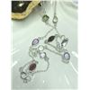 Image 2 : SILVER MULTI GENUINE GEMSTONE 18" NECKLACE