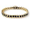 Image 1 : ACA CERTIFIED 7.0ct BLACK DIAMOND TENNIS BRACELET GOLD