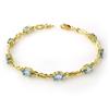 Image 1 : CERTIFIED 5.07ctw BLUE TOPAZ & DIAMOND TENNIS BRACELET