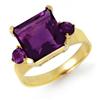 Image 1 : CERTIFIED 4.31 ctw AMETHYST LADIES RING YELLOW GOLD