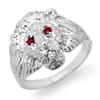 Image 1 : CERTIFIED .09ctw RUBY DIAMOND MEN'S LION HEAD RING GOLD