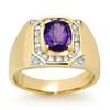 Image 1 : CERTIFIED 3.1ct DIAMOND & TANZANITE MEN'S RING 14K GOLD