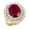 Image 1 : CERTIFIED 9.83ctw RUBY & DIAMOND RING 14KT YELLOW GOLD