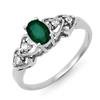 Image 1 : CERTIFIED .57 ctw EMERALD & DIAMOND RING WHITE GOLD