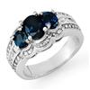 Image 1 : CERTIFIED THREE-STONE 3.50ctw DIAMOND & SAPPHIRE RING