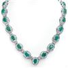 Image 1 : CERTIFIED 37.7ctw EMERALD & DIAMOND NECKLACE WHITE GOLD