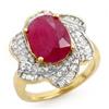 Image 1 : CERTIFIED 6.95ctw RUBY & DIAMOND RING 14KT YELLOW GOLD