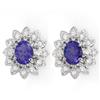 Image 1 : CERTIFIED 3.70ctw DIAMOND & TANZANITE EARRING 14KT GOLD