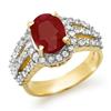 Image 1 : ACA CERTIFIED 4.55ctw RUBY & DIAMOND RING YELLOW GOLD