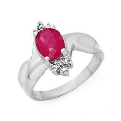 CERTIFIED 1.10ctw DIAMOND & RUBY LADIES RING WHITE GOLD