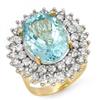 Image 1 : CERTIFIED 10.50ctw AQUAMARINE & DIAMOND RING 14KT GOLD