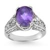 Image 1 : CERTIFIED 4.70ctw TANZANITE & DIAMOND WHITE GOLD RING