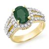 Image 1 : ACA CERTIFIED 4.0ctw DIAMOND & EMERALD RING 14KT GOLD