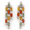Image 1 : OVERSTOCK 4.08ct DIAMOND & MULTI-SAPPHIRE EARRINGS GOLD