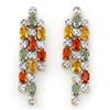 Image 1 : OVERSTOCK 4.08ct DIAMOND & MULTI-SAPPHIRE EARRINGS GOLD