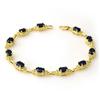 Image 1 : CERTIFIED 7.33ctw SAPPHIRE TENNIS BRACELET YELLOW GOLD