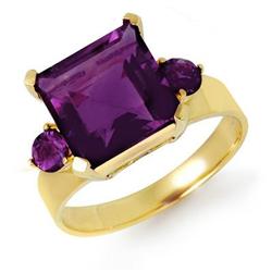 CERTIFIED 4.31 ctw AMETHYST LADIES RING YELLOW GOLD