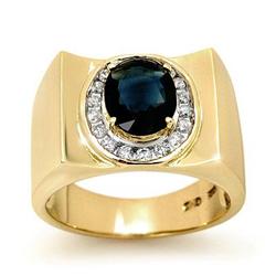 OVERSTOCK 2.33 ctw DIAMOND & SAPPHIRE MEN'S RING GOLD