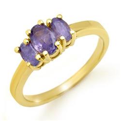 CERTIFIED THREE-STONE 1.0ctw TANZANITE RING YELLOW GOLD