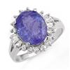 Image 1 : CERTIFIED 4.06ct TANZANITE & DIAMOND RING 14K W GOLD