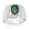 Image 1 : MEN'S 2.60ctw DIAMOND & EMERALD RING 14KT WHITE GOLD