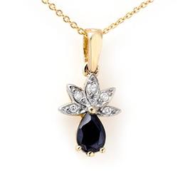 CERTIFIED .60ctw SAPPHIRE & DIAMOND LADIES PENDANT GOLD