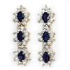 Image 1 : CERTIFIED 5.88ctw SAPPHIRE & DIAMOND EARRINGS 14KT GOLD