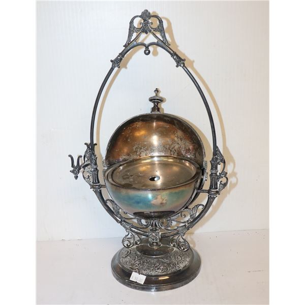 VICTORIAN SILVER PLATE BUTTER KEEPER DISH AS IS