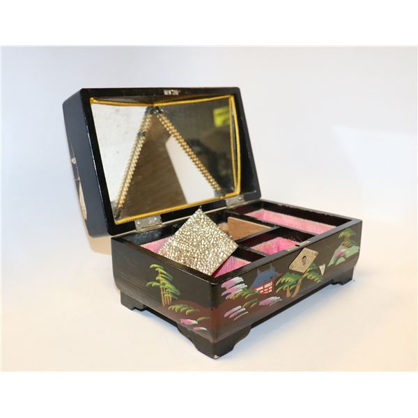 BLACK LACQUERED JEWELLERY BOX