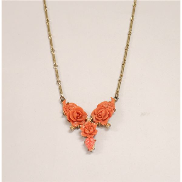 CORAL FLORAL NECKLACE MADAME RAC