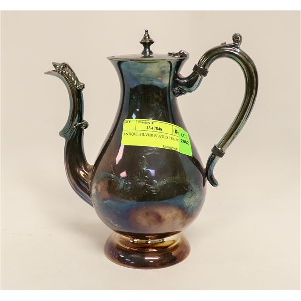 ANTIQUE SILVER PLATED TEA POT