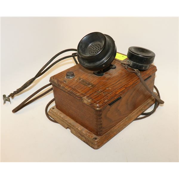 ANTIQUE WOODEN NORTHERN ELECTRIC WALL PHONE