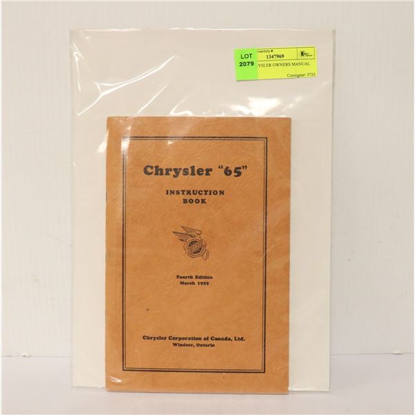 1929 CHRYSLER OWNERS MANUAL