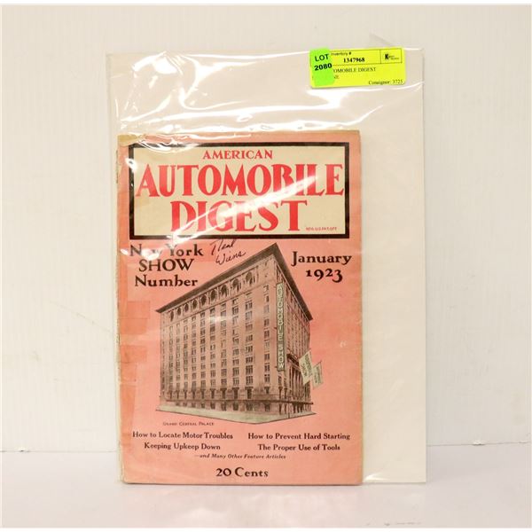 1923 AUTOMOBILE DIGEST MAGAZINE